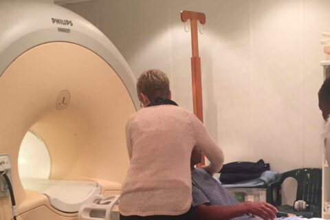 Patient is prepared for an MRI